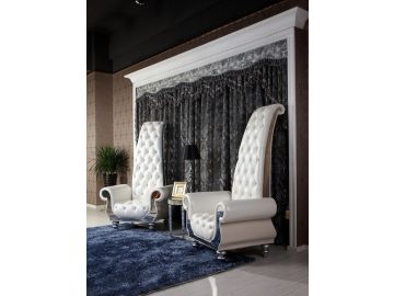 Luxe Neo-Classical Pearl White Italian Leather Leisure Chair