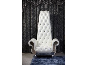 Luxe Neo-Classical Pearl White Italian Leather Leisure Chair