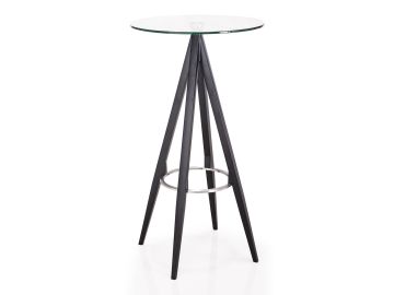 Dallas - Clear Glass and Black Metal Bar Table