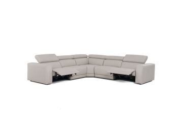 Dalton - Modern Italian Light Grey Leather Sectional + Recliners
