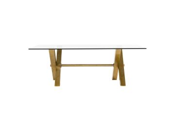 Dandy - Modern Golden & 15mm Glass Dining Table