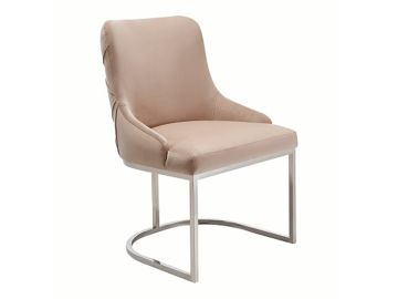 Daria - Modern Beige Velvet and Stainless Steel Dining Chair Set of 2