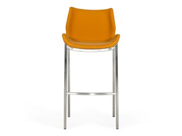 Dave - Modern Orange Leatherette Bar Stool (Set of 2)