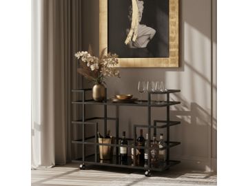 Deakin - Black Stainless Steel and Black Glass Wine Rack
