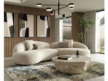 Delvan - Contemporary Beige Fabric Right Facing Chaise Sectional Sofa