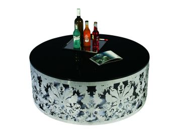 Modern Stainless Steel  and Glass Top Coffee Table