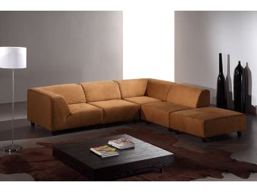 Domino Modern Caramel Fabric Sectional Sofa