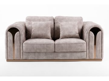 Dosie - Transitional Beige Velvet Loveseat