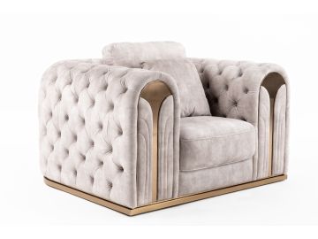 Dosie - Transitional Beige Velvet Chair