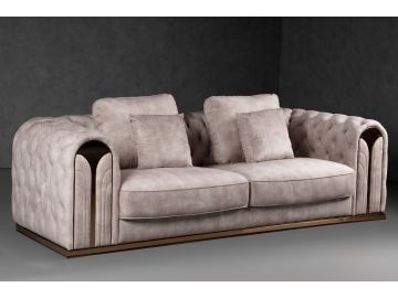 Dosie - Transitional Beige Velvet Sofa