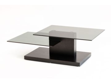 Modrest Dove Contemporary Black Oak and Glass Coffee Table
