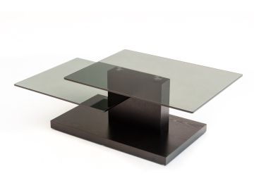 Modrest Dove Contemporary Black Oak and Glass Coffee Table
