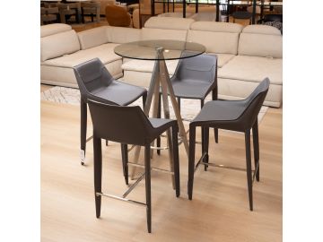 Halo - Modern Grey Saddle Leather Counter Stool