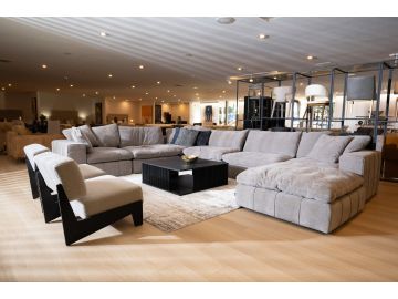 Vicki - Modern Grey Fabric Modular Sectional Sofa + Ottoman
