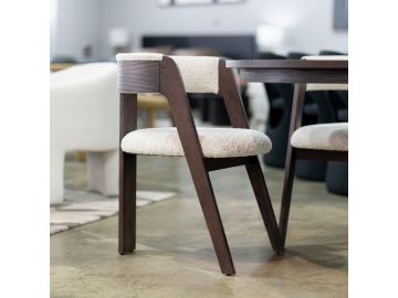 Washington - Modern Cream Fabric + Brown Oak Dining Chair (Set of 2)