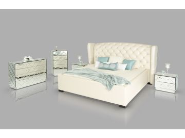 Majestic Transitional Beige Eco-Leather Bed