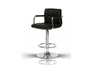 Lana Black Eco-Leather Contemporary Bar Stool