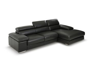 Aston Modern Full Leather Grey Sectional Sofa