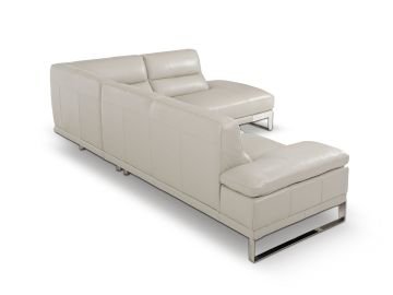 Elegance Modern Full Leather Grey Sectional Sofa