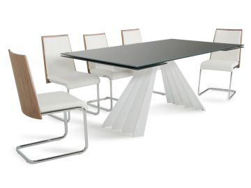 Milk Modern Extendable Smoked Glass Dining Table