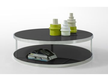 Modern Black Lacquer Round Coffee Table