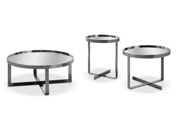 Wilcox Contemporary Mirrored Coffee Table Set