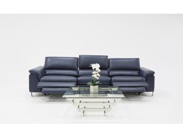 Maine Modern Blue Eco-Leather Sofa w/ Electric Recliners