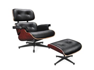 Moser Modern Black Leather Lounge Chair