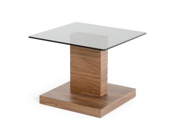 Echelon Modern Walnut and Smoked Glass End Table