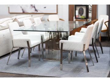 Edwin Modern Glass & Stainless Steel Dining Table