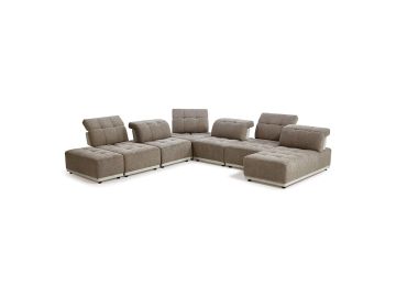 Ekron - Modern Brown & Beige Fabric Modular Sectional Sofa