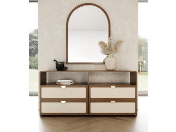 Emilio - Modern Natural Burlap + Walnut Dresser