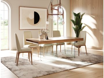 Encino Modern Walnut & Glass Dining Table