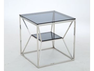 Facet Contemporary Smoked Glass End Table