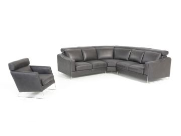 Lamod Italia Ethan - Modern Black Leather Sectional Sofa