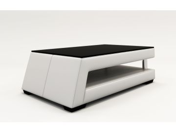 EV21 Modern White Bonded Leather Coffee Table