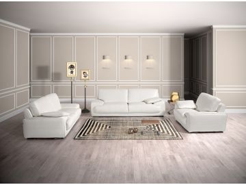 Lamod Italia Evita Modern White Italian Leather Sofa Set