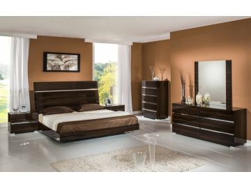 Excalibur Italian Modern Ebony Lacquer Bedroom Set