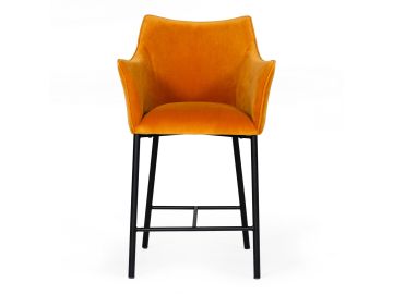 Exodus - Modern Orange Velvet Counter Stool