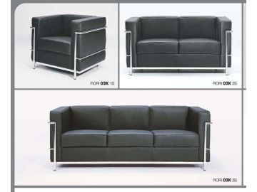 F02K Modern black leather sofa set