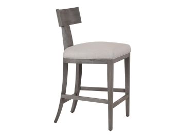 Fabien - Mid-Century Modern Beige Linen + Grey Wash Counter Chair