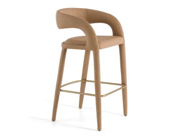 Faerron - Modern Tan Leatherette Bar Chair