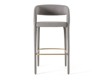 Faerron - Modern Grey Leatherette Bar Chair