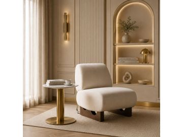 Fairway - Glam White Marble and Brushed Gold Tall End Table