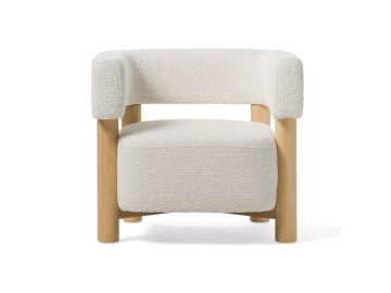 Fang - Modern White Fabric & Wood Accent Chair