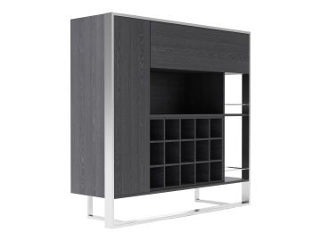 Fauna - Elm Grey & Stainless Steel Wine Cabinet