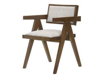 Fern - Modern Walnut and Beige Dining Chair Set of 2