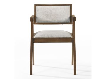 Fern - Modern Walnut and Beige Dining Chair Set of 2