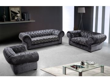 Metropolitan Fabric Sofa Set with Crystals