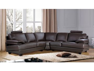 Baron Leather Sectional Sofa with Headrests